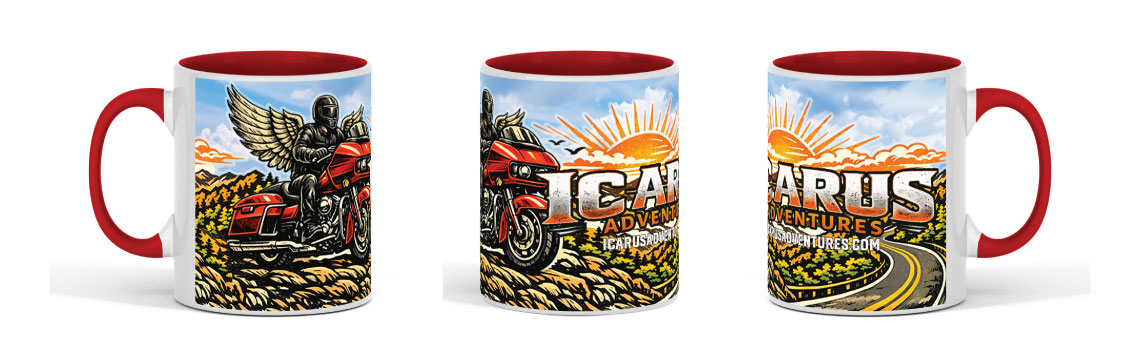 Icarus Adventures Red Handle 11oz Coffee Mug